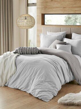 SWIFT HOME TWIN / TWIN XL DUVET COVER SET SILVER 2PC SET